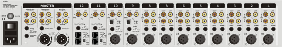 Airmate-USB 12 ch. triple input radio On-Air / Production console with 2x USB and 1x Telco, 1x Bluetooth - 2