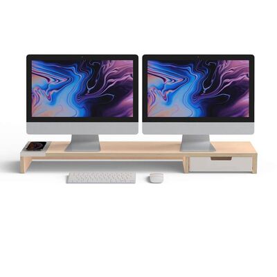 Eyes 9 Dual AIO Wireless Charging and Hub Station Dual Monitor Stand White - 1