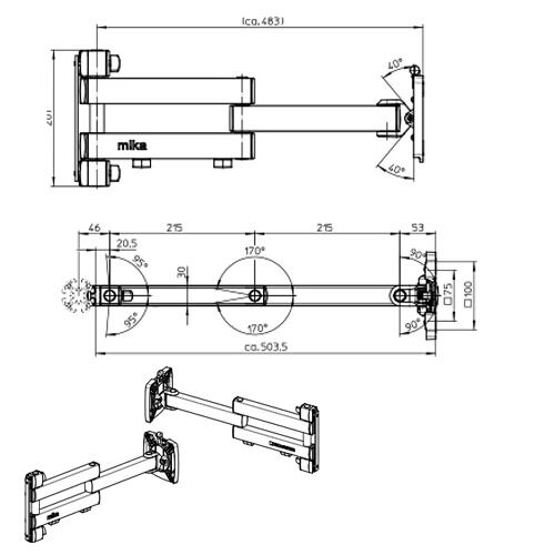 Monitor Arm M Range 505mm aluminum - 5