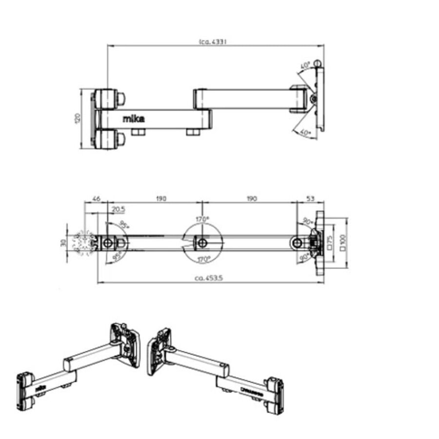 Monitor Arm SL Range 450mm aluminum - 10