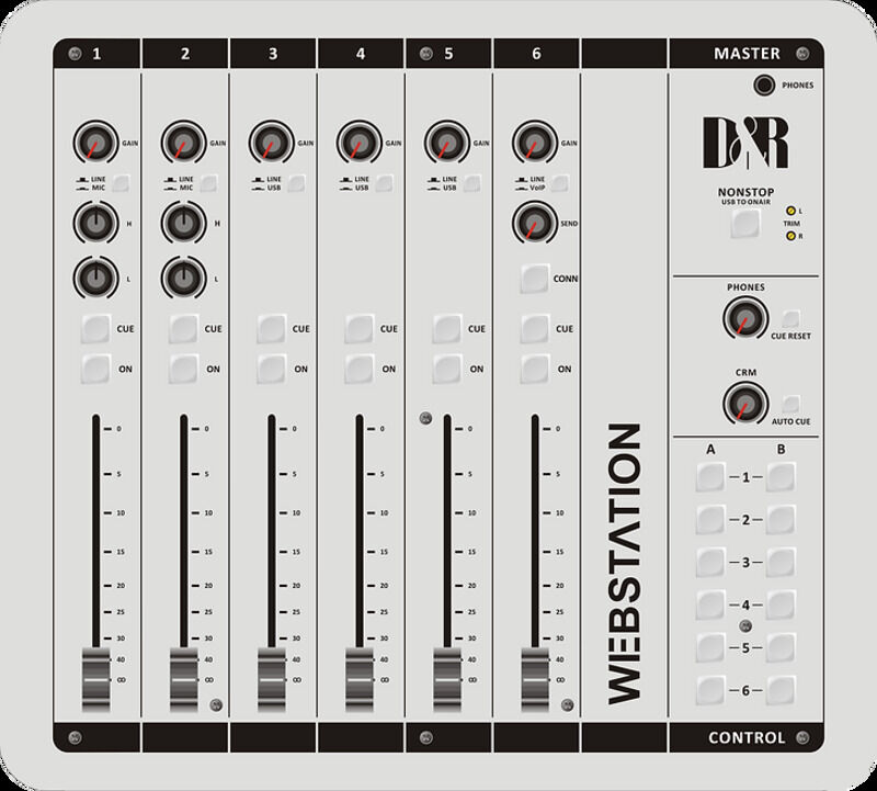 Webstation-USB 6 channel dual input radio On-Air console with 2x MIC, 3x USB and 1x VOIP - 3